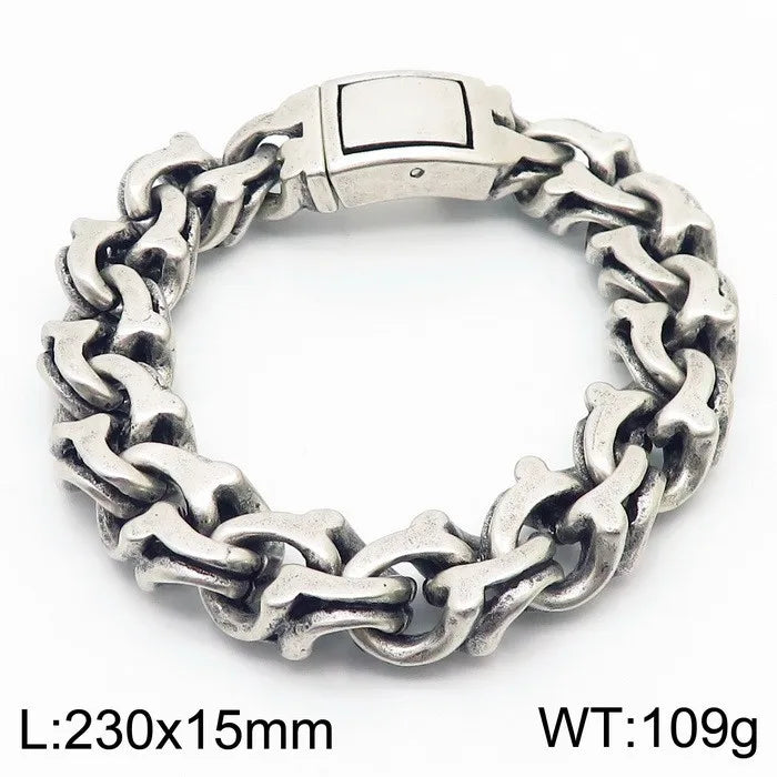 KALEN Men Vintage Matte/Polished 230mm Stainless Steel Avant-Garde Links Bracelet