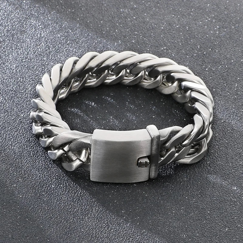KALEN Trendy Fine Jewelry Fashion Bracelets Mens Stainless Steel Cuban Link Bracelet Bangle