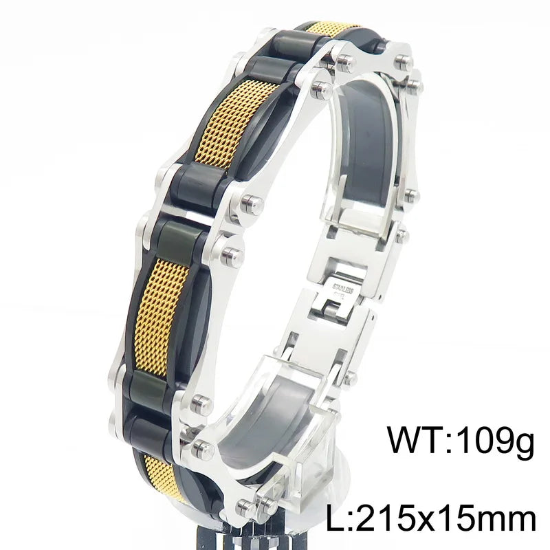KALEN Stainless Steel Jewelry Fashion Bracelets Bike Chain Links Bracelet Homme for Men
