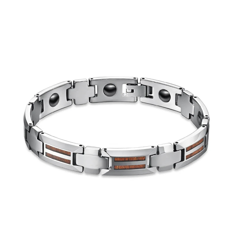 Factory Simple Tungsten Steel Ceramic Bracelet for Men Epoxy Resin Wood Shell Inlay High Polish Export Jewelry Gift Supplier