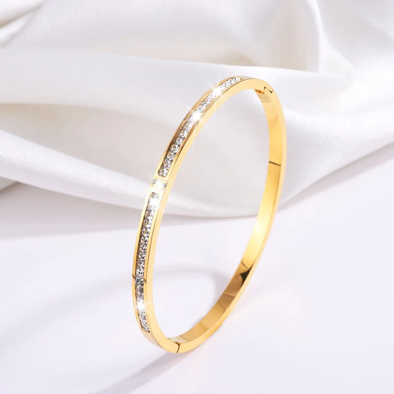 REBEL Stainless Inoxydable Stainless Steel 18K Gold Plated Roman Women Fashion Jewelry Bracelets Bangles