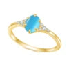 ArtistA Abiding Classic Design 925 Silver Yellow Gold Plated Turquoise Rings Stacking Synthetic Gemstone Turquoise Ring in Stock