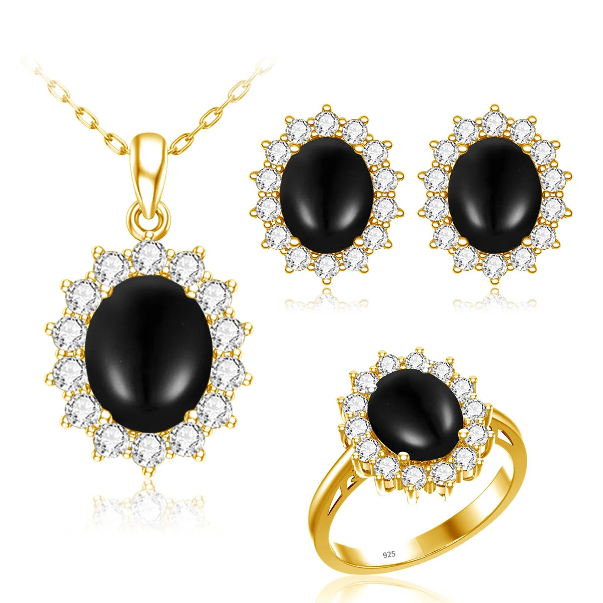 ArtistA Luxury 925 Silver Exquisite Zircon Emeralds Jewelry Set Bridal Wedding Fine Gold Plated Silver Jewelry Set
