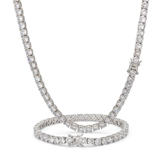 REBEL Fashion Classic Zircon Necklace for Men and Women 3mm-5mm 16inch-24inch Various Size Hip Hop Link Chain Tennis Necklace