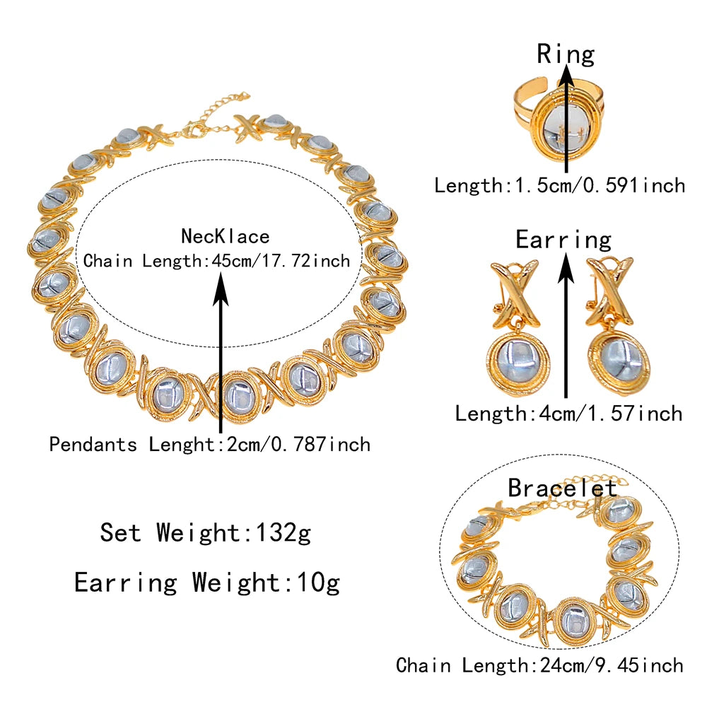 Zhuerrui's New XO Gold-plated Jewelry Set Features Classic Gold and Silver Exquisite and High-end Ladies' Earrings and Bracelets
