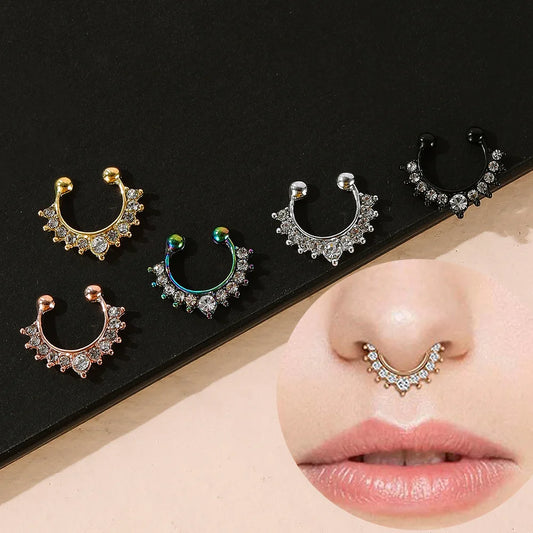 S&S Rhinestone U-Shaped Nose Ring | Crystal Nose Stud Body Jewellery