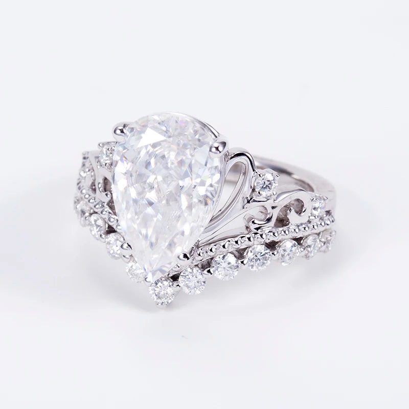 Gemfiori MSR-1518 Custom Ring Jewelry IGI Certification 4ct E VVS2 Engagement Ring PT950 Pear Cut Lab Grown Diamond Ring