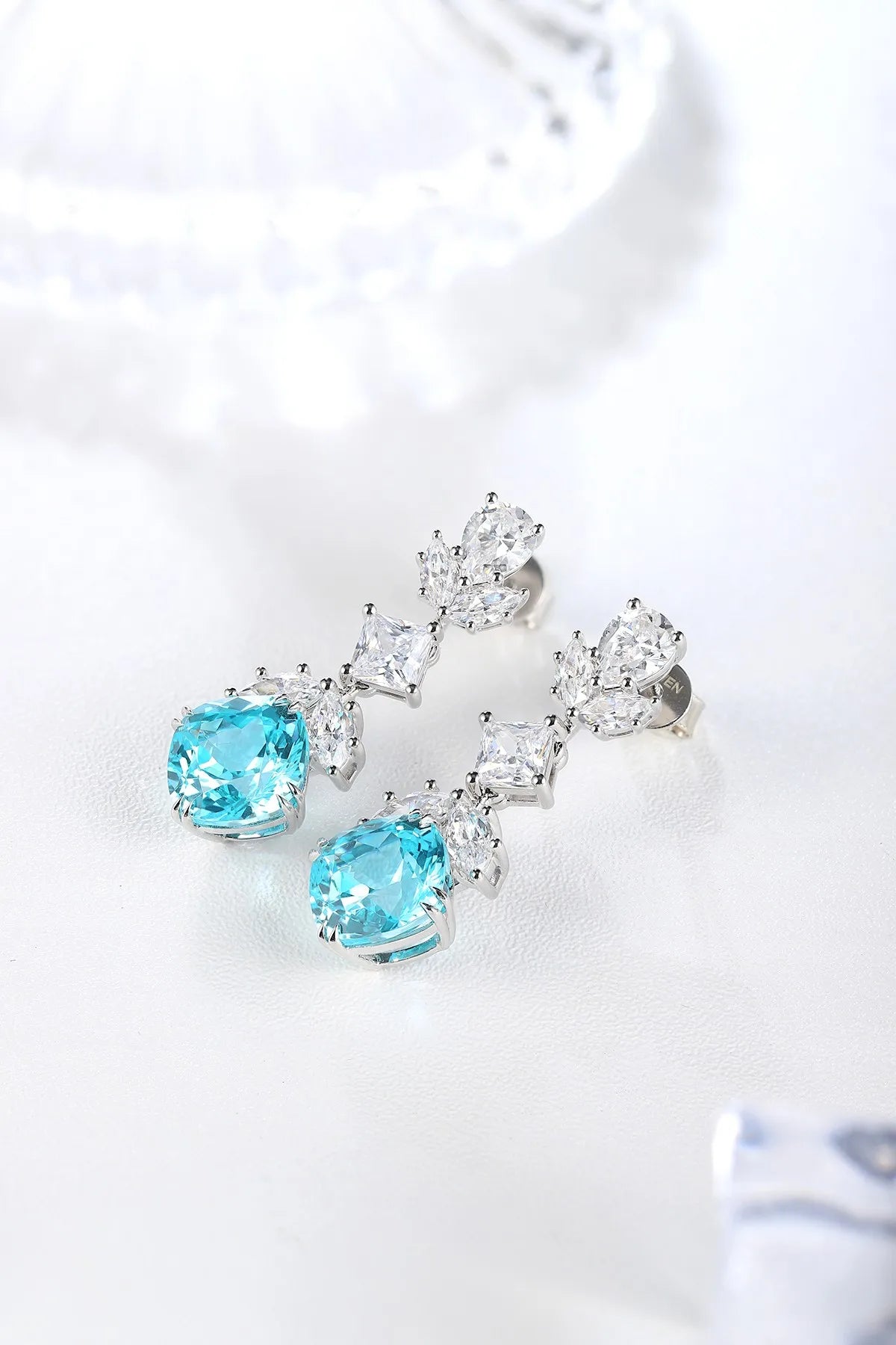 Gemfiori Anster High Quality S925 Lab Grown Paraiba Earring Stud Dainty Gemstone Stud Earrings for Women Daily Wear Gift