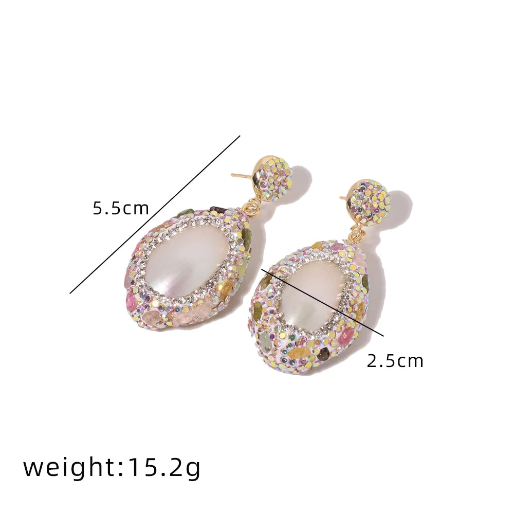 Natural Freshwater Pearls Multi Color Mud Inlaid Earrings Sparkling Zircon Embellishments Earrings Wedding Gifts for Women
