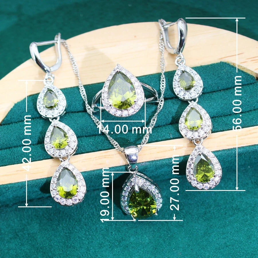 XOTICA 2024 New Green Zircoia 925 Silver Women's Jewelry Set Wedding Accessories Including Earrings Necklace for Anniversaries Parties