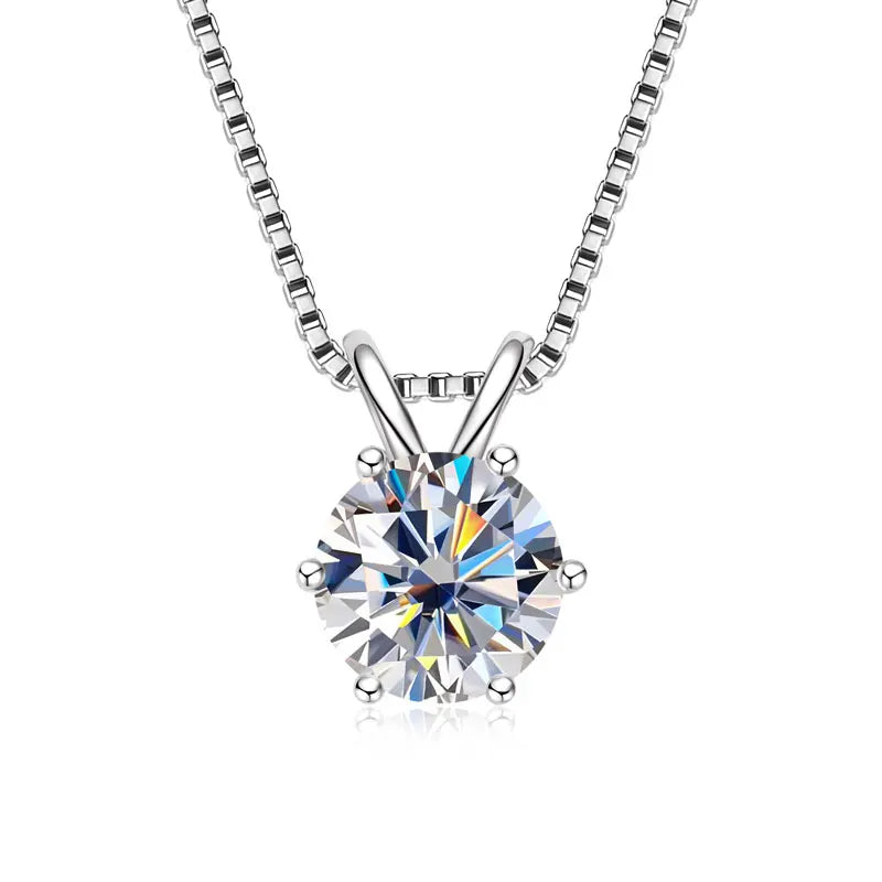 S&S Moissanite Solitaire Six-Claw Pendant Necklace – Collection