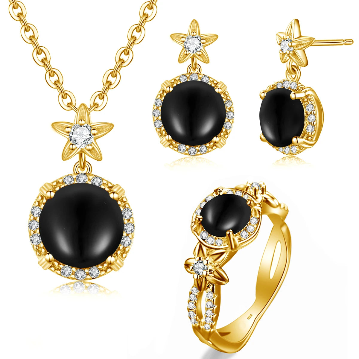 ArtistA French Noble Classic Jewelry Set Luxury Party Round Citrine 925 Ring Sterling Silver Women Jewellery Sets