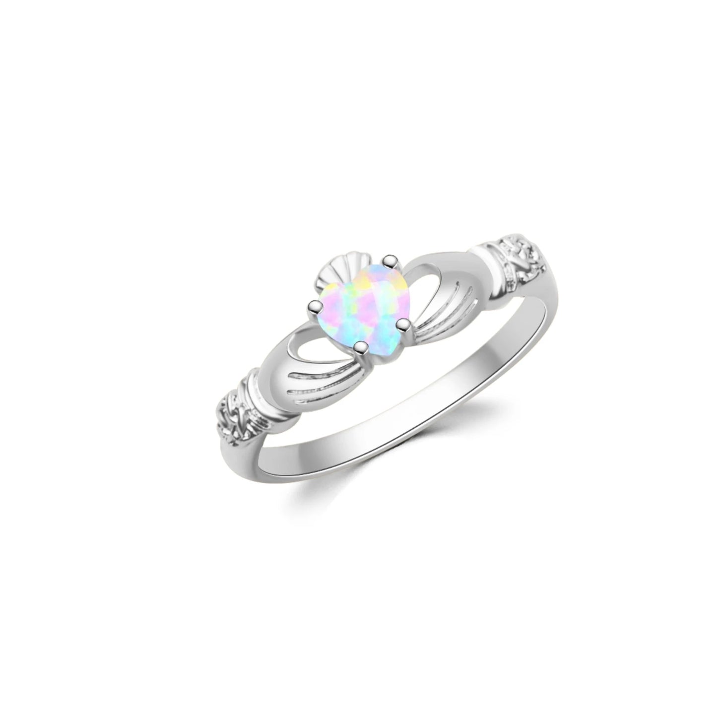 Celtic Claddagh Opal Ring - Heart Opal & Rose-Gold Hand Design | Symbolic Promise Jewelry Bulk Gifts