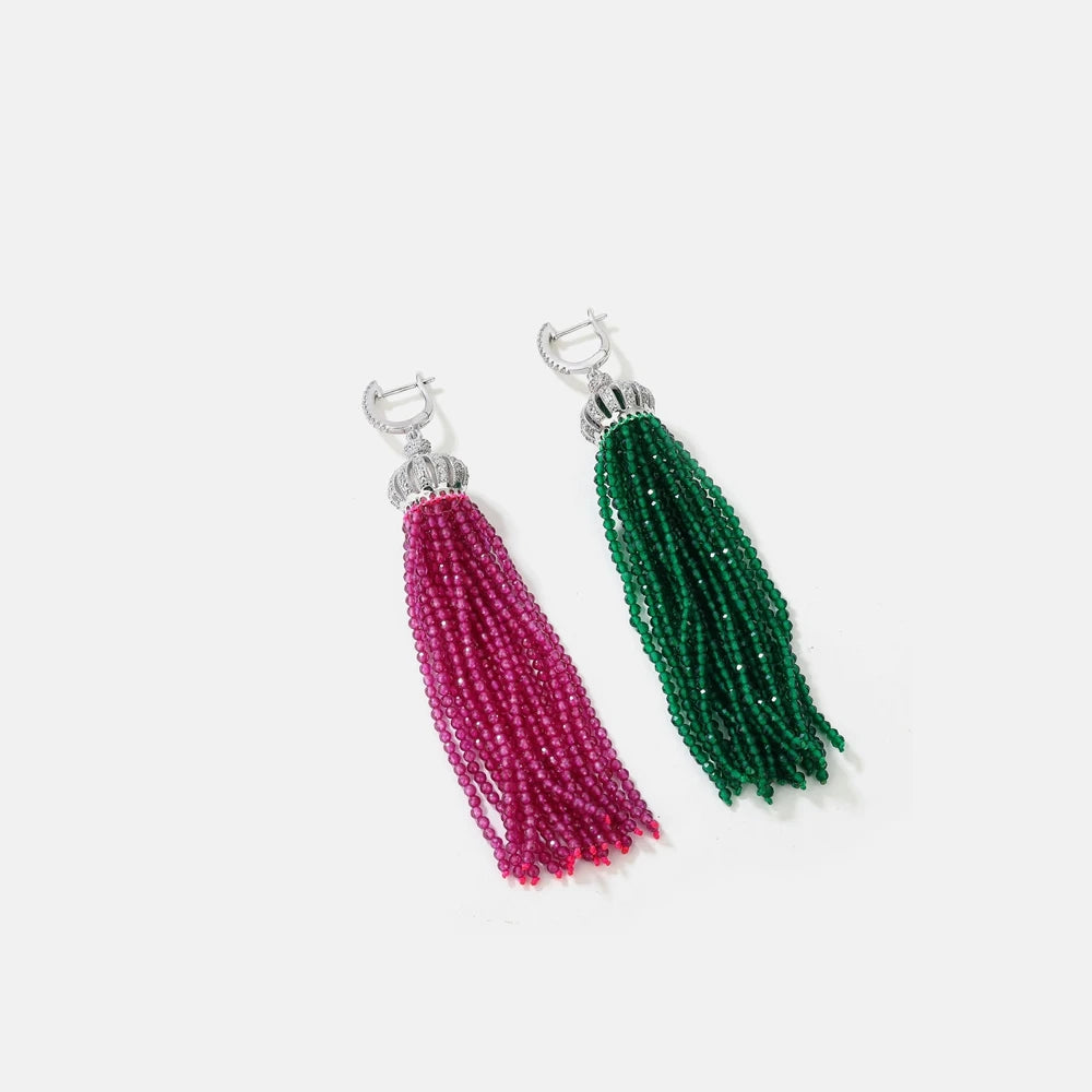 MUSHAN Jewelry Factory S925 Sterling Silver Earrings Tassel Earrings Women Ab Style Earrings Niche and High End Accessory