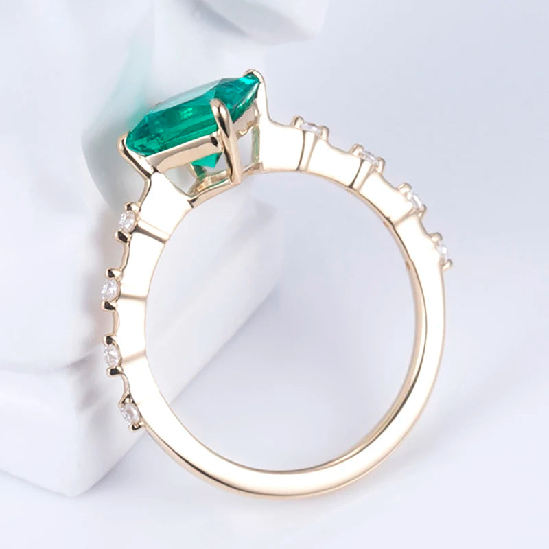 MS-607 18k Gold Custom Elegant Women  Fashion Jewelry Sample Style Square Emerald Ring