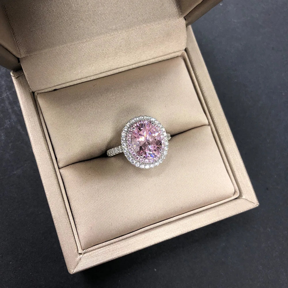 MUSHAN Jewelry Factory Cross Border Best Selling S925 Silver 3 Carat Oval Pigeon Egg 8*10 High Carbon Diamond Ring Is Luxurious