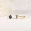 ArtistA Abiding Halo Solitaire Multi-shape Design 925 Sterling Silver Lab Grown Alexandrite Stud Earrings Hoop Earrings Gold Plated