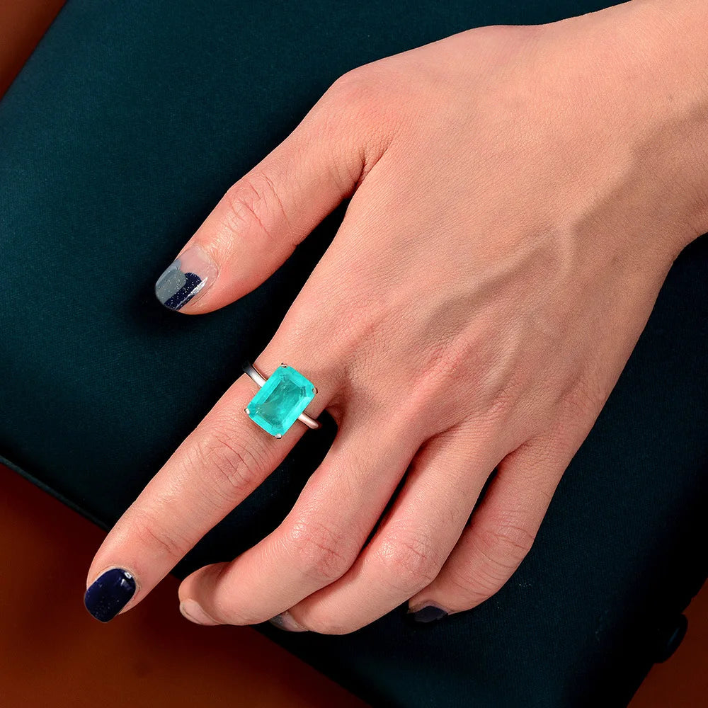 MuShan Jewelry Factory 7 Carat Ring 10*14 Synthetic Simple Women Ring Factory Direct Supply