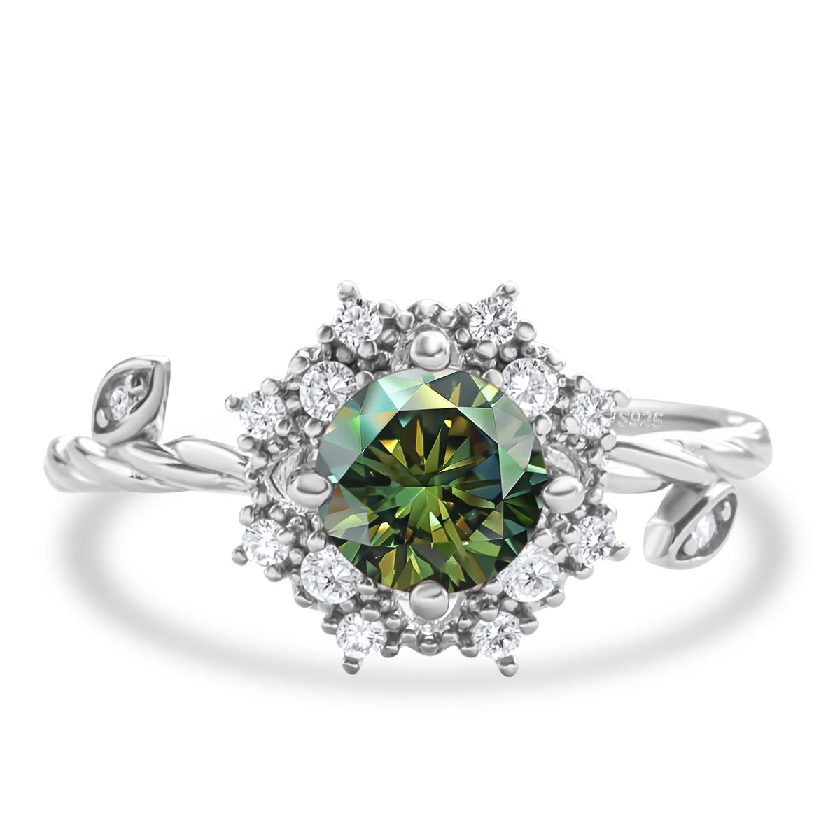 ArtistA Popular Fashion Jewelry 925 Sterling Silver Brilliant Round Cut 1CT VVS GRA Colored Moissanite Flower Rings for Women