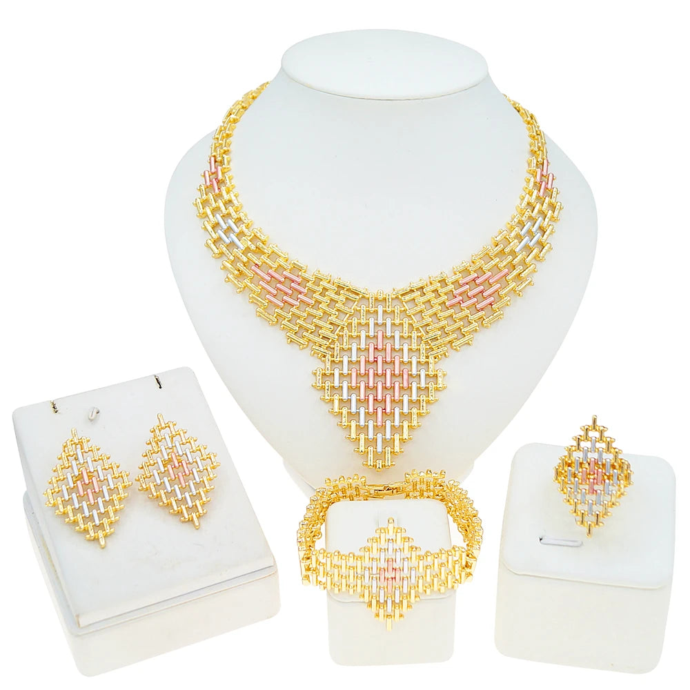 Zhuerrui Italiano Gold Designs Women Jewellery Set Party Fine Costume Jewelry Set Luxury Big Necklace Jewellery Sets I008620