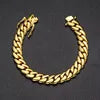 Luxury Miami Cuban Link Chain Bracelet Necklace Brass 14k 18k Gold Plated Zircon Clasp Iced Out 3D Logo Laser Engraving Jewelry