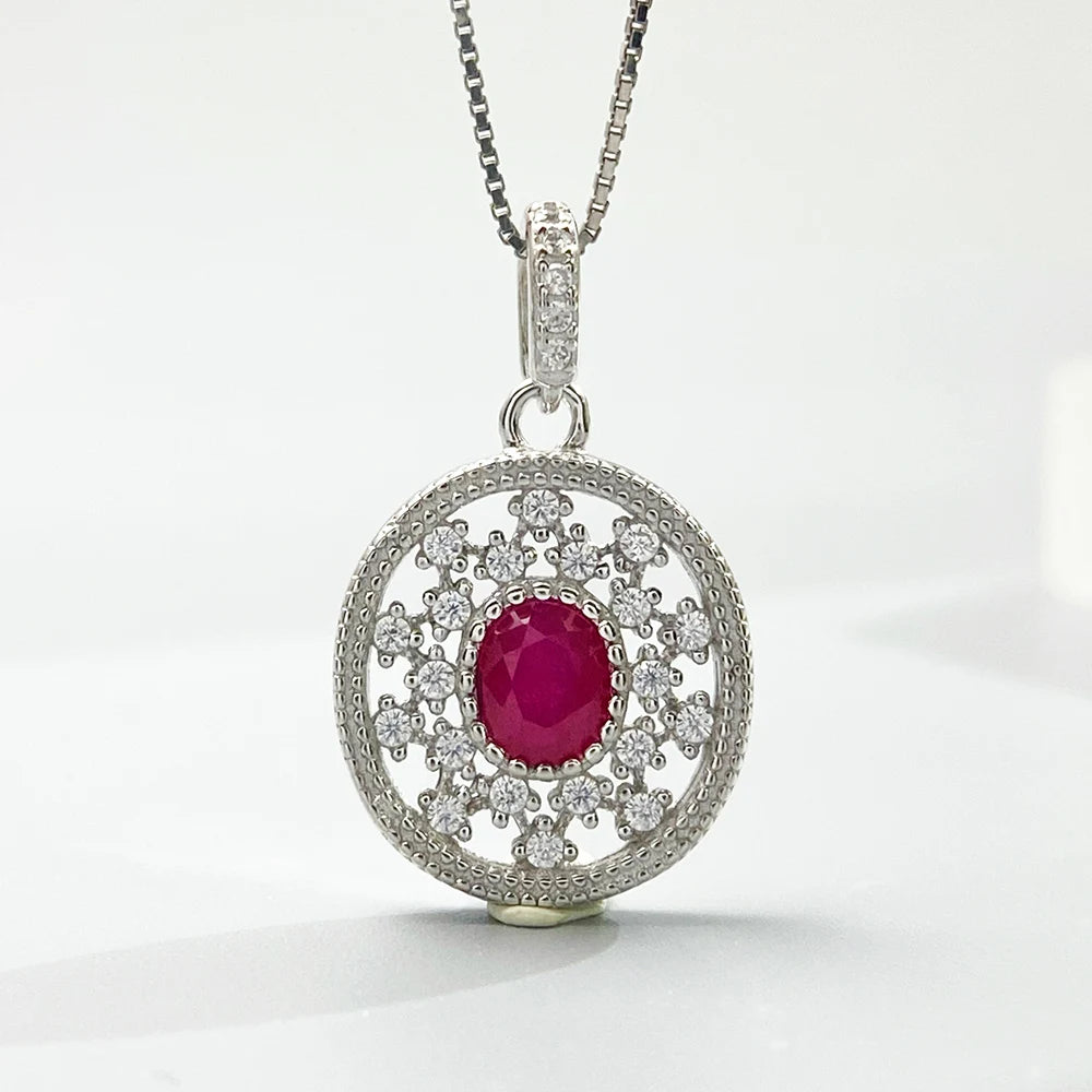 Gioiellieri Teardrop Ruby Pendant with Natural Red Gemstone for Women 925 Sterling Silver July Birthstone Fine Jewelry Elegant Wedding