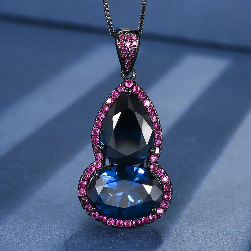 S&S New Personalized and Fashionable Gourd Droplet Shaped Red Pendant with a Light Luxury and Exquisite Necklace Temperament