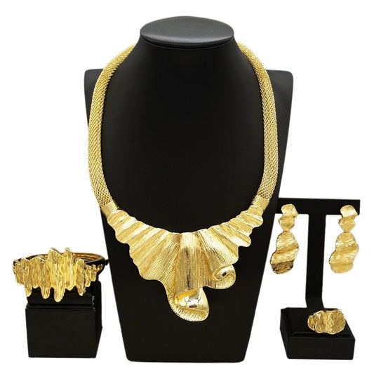 Zhuerrui Fashionable Italian Gold Jewelry Sets Simple Nigerian Brass Big Jewelry Set High-end Women's Birthday Gifts H00735