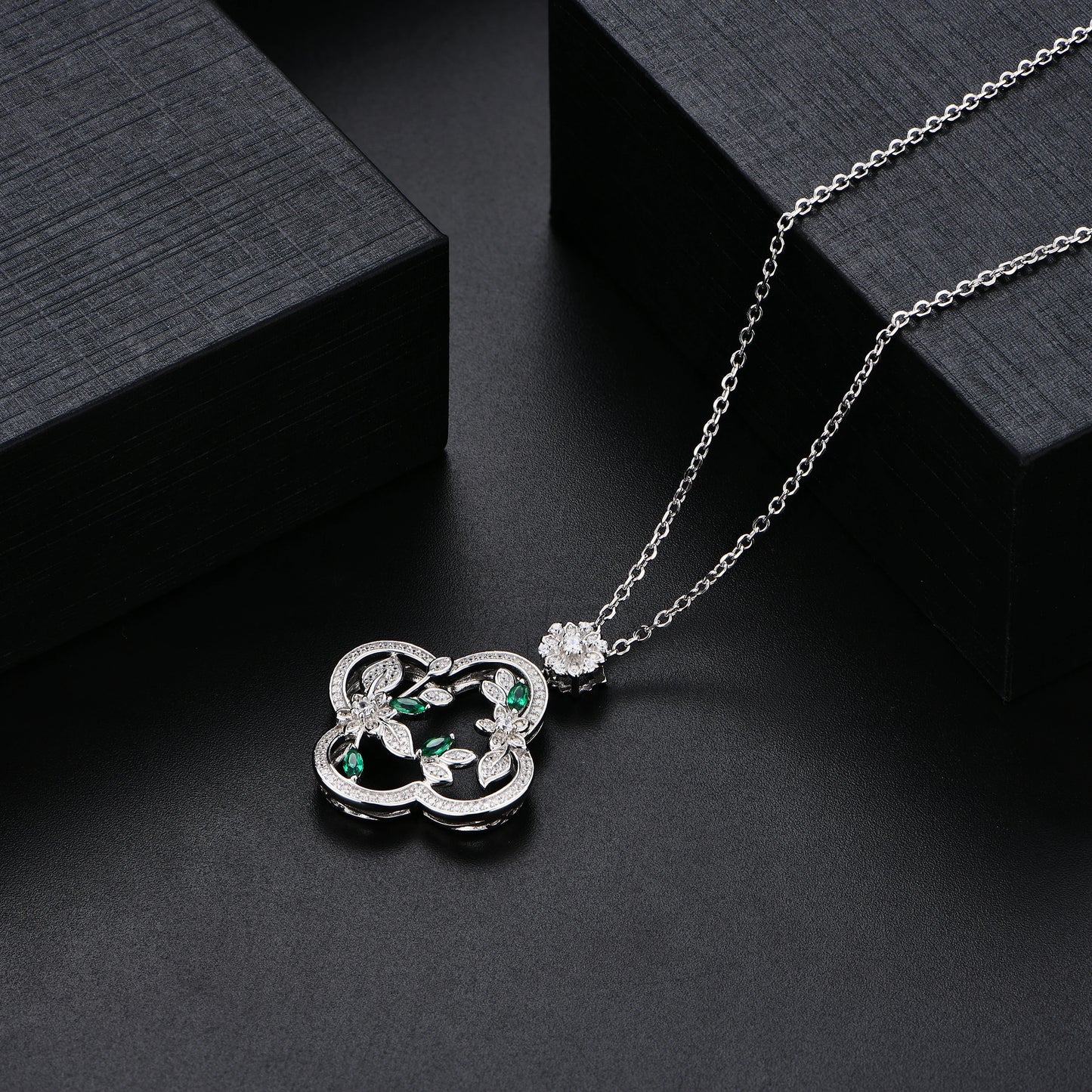 Wholesale Fine Jewelry Set  Lab Created Nano Gemstone 925 Silver Necklace Earrings Bracelet Rings St.Patrick's Day Gift