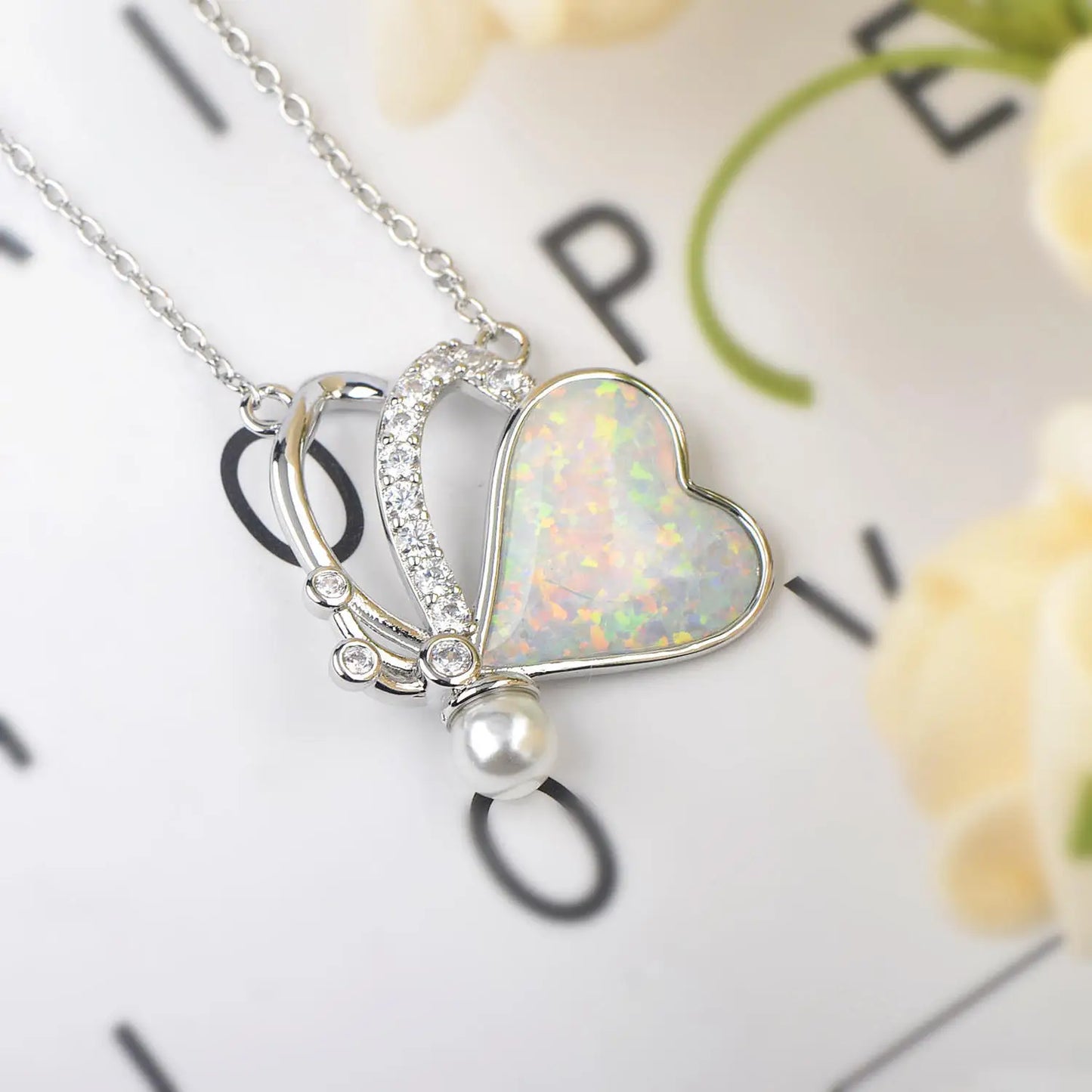 TikTok Viral Trendy Copper Opal Butterfly Necklace-Boho Silver Plated Pendant Link Chain Forest Aesthetic Jewelry Wholesale