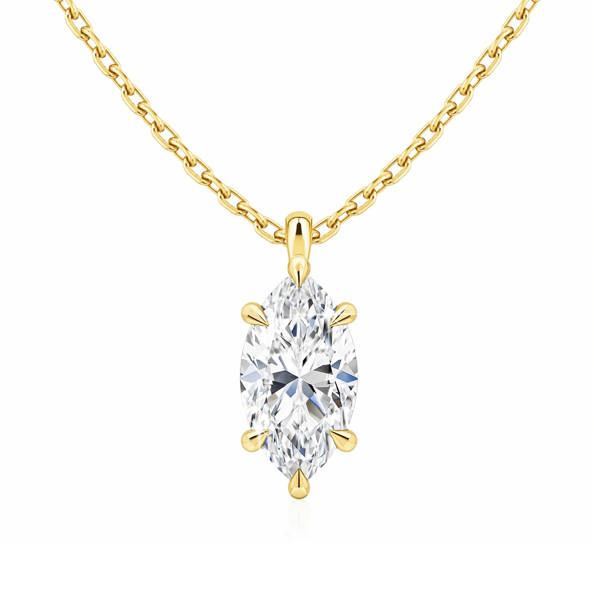 Gioiellieri Real 14K Gold Marquise 0.5ct Moissanite Pendant Necklace Gold Plated Chain Factory OEM ODM Fine Jewelry