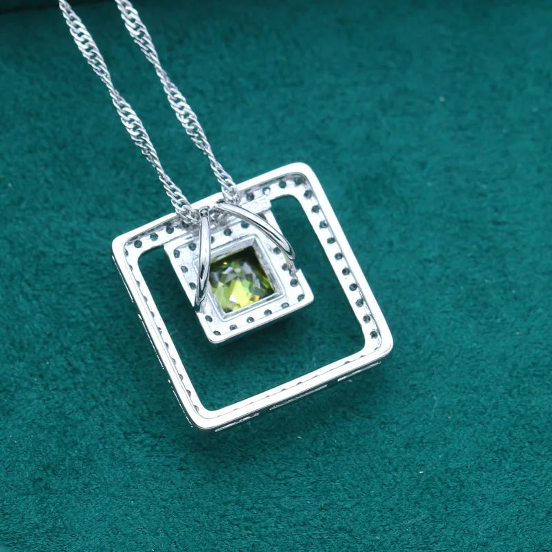 XOTICA Hot Sale Luxury 925 Silver Necklace for Women Olive Peridot Gemstone Natural Crystal Pendant Alloy Jewelry Zircon Main Stone
