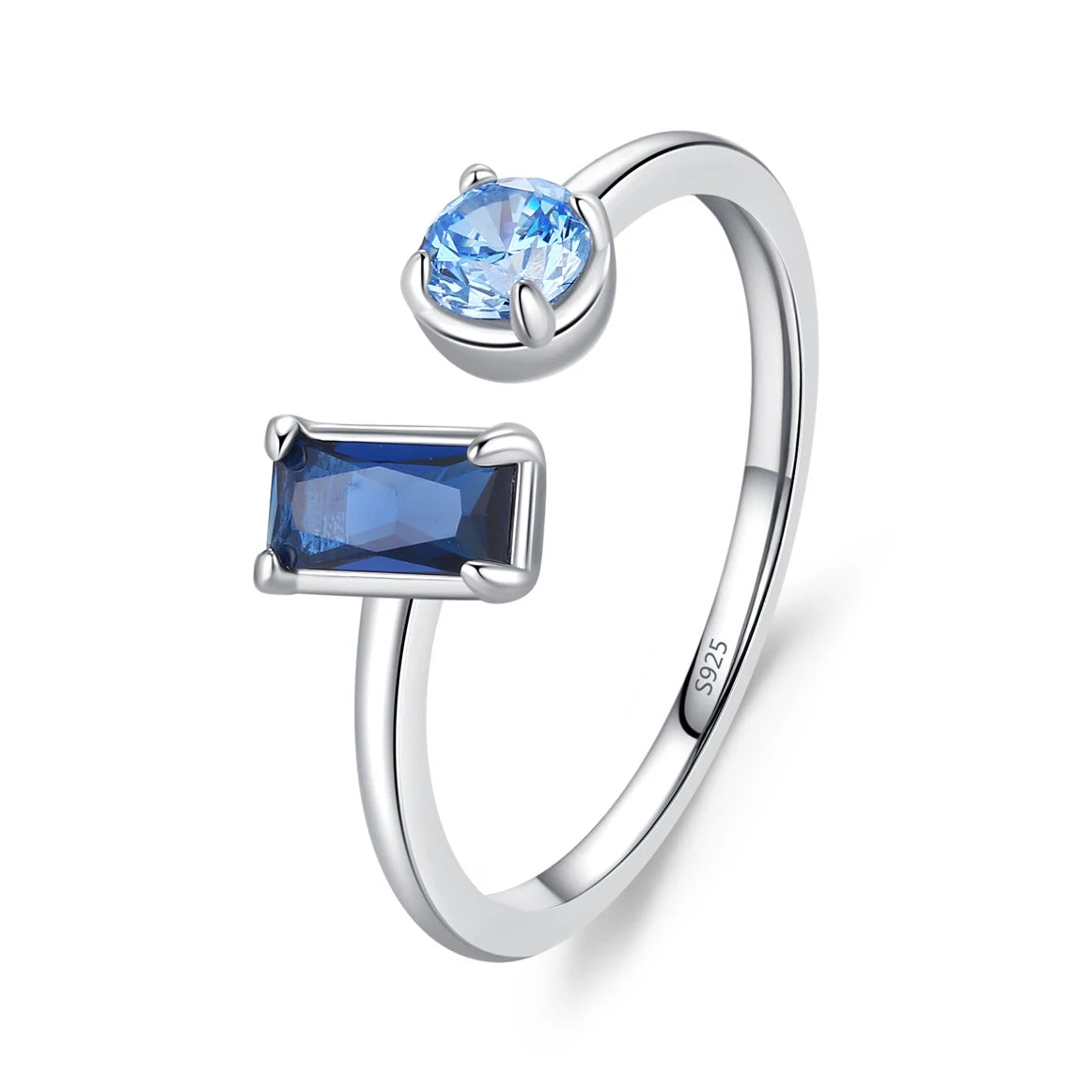 Factory Direct Women 925 Sterling Silver Sapphire Iced Out Blue 5A 8A Zirconia Ring Engagement Wedding Ring Jewelry Manufacturer