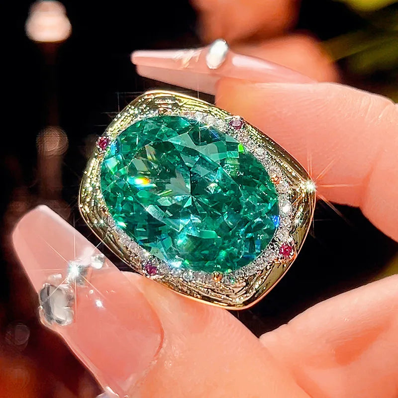 Gemfiori High Quality Exquisite Jewelry Simulation Bird's Nest Chipala Green Jewelry Light Luxury High-end Set