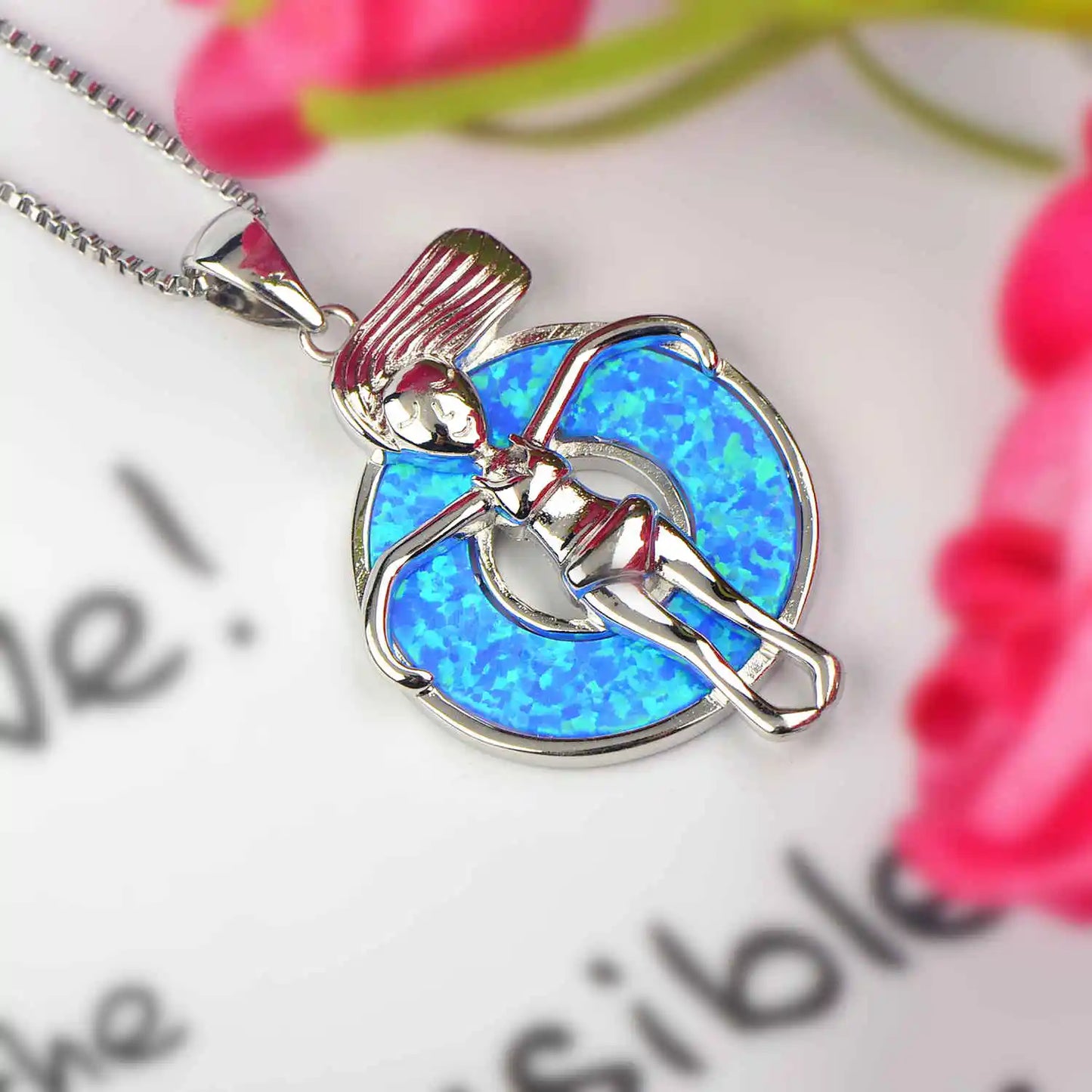 Graceful Figure Pendant Necklace Aobao Opal Inlaid Fashion Jewelry