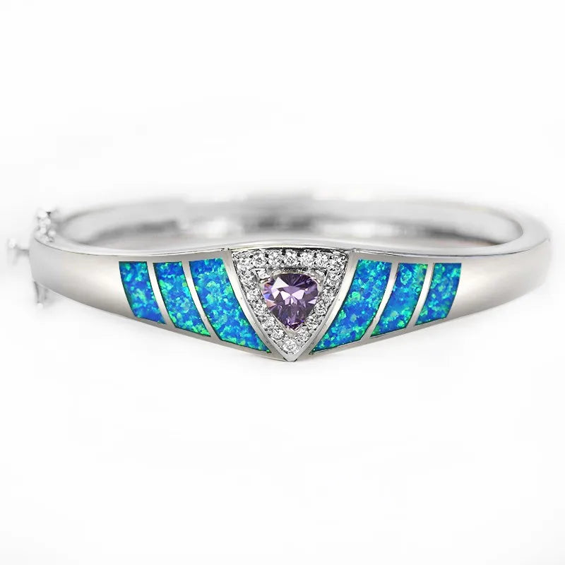 Aobao Vintage Style Opal Blue Sapphire Bracelet Artisan Crafted Unique Jewelry for Fashion Lovers