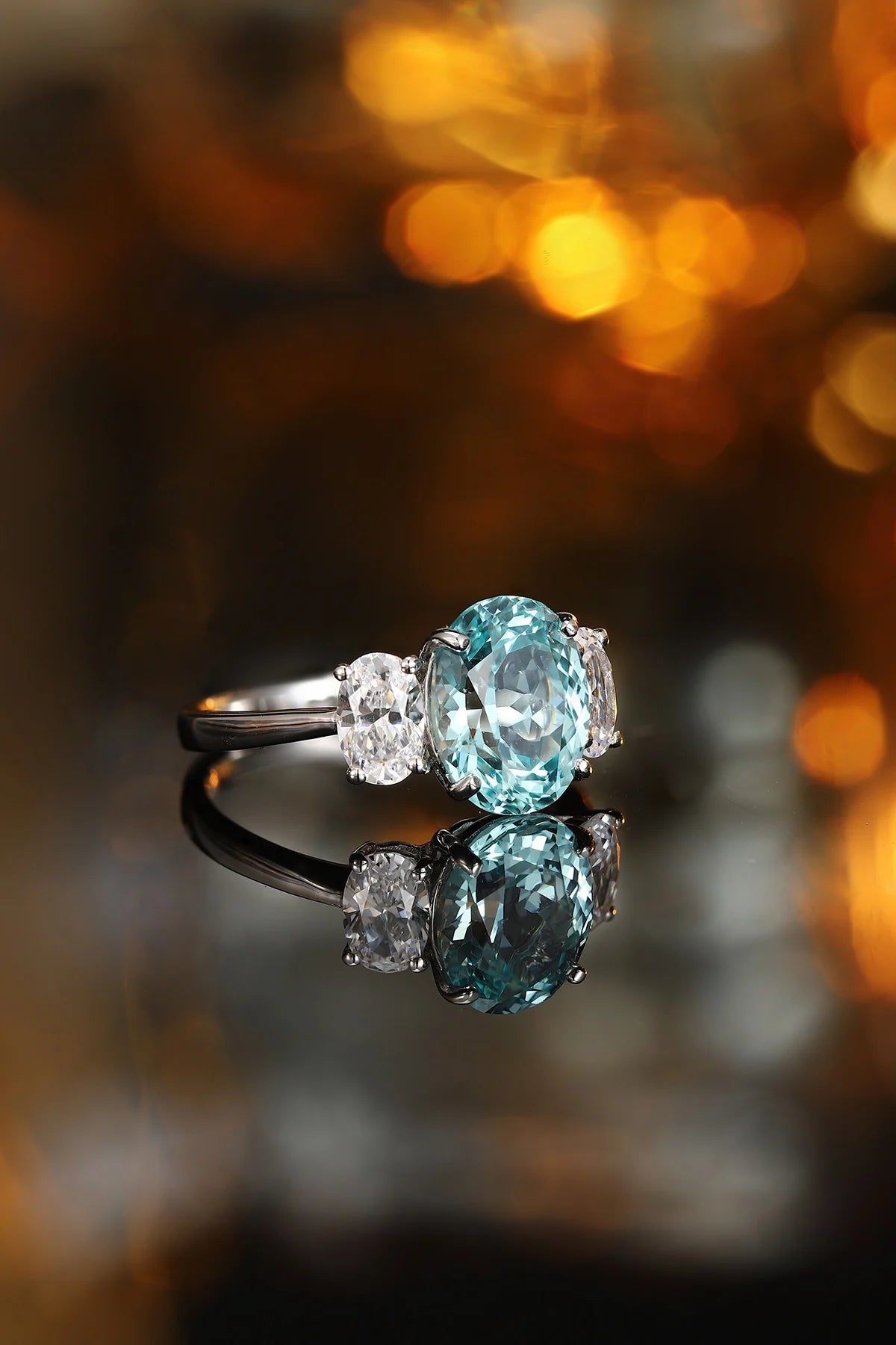 Gemfiori Customized Jewelry 925 Sterling Silver Ring Lab Grown Paraiba Bridal Engagement Wedding Rings for Women High-end Jewelry