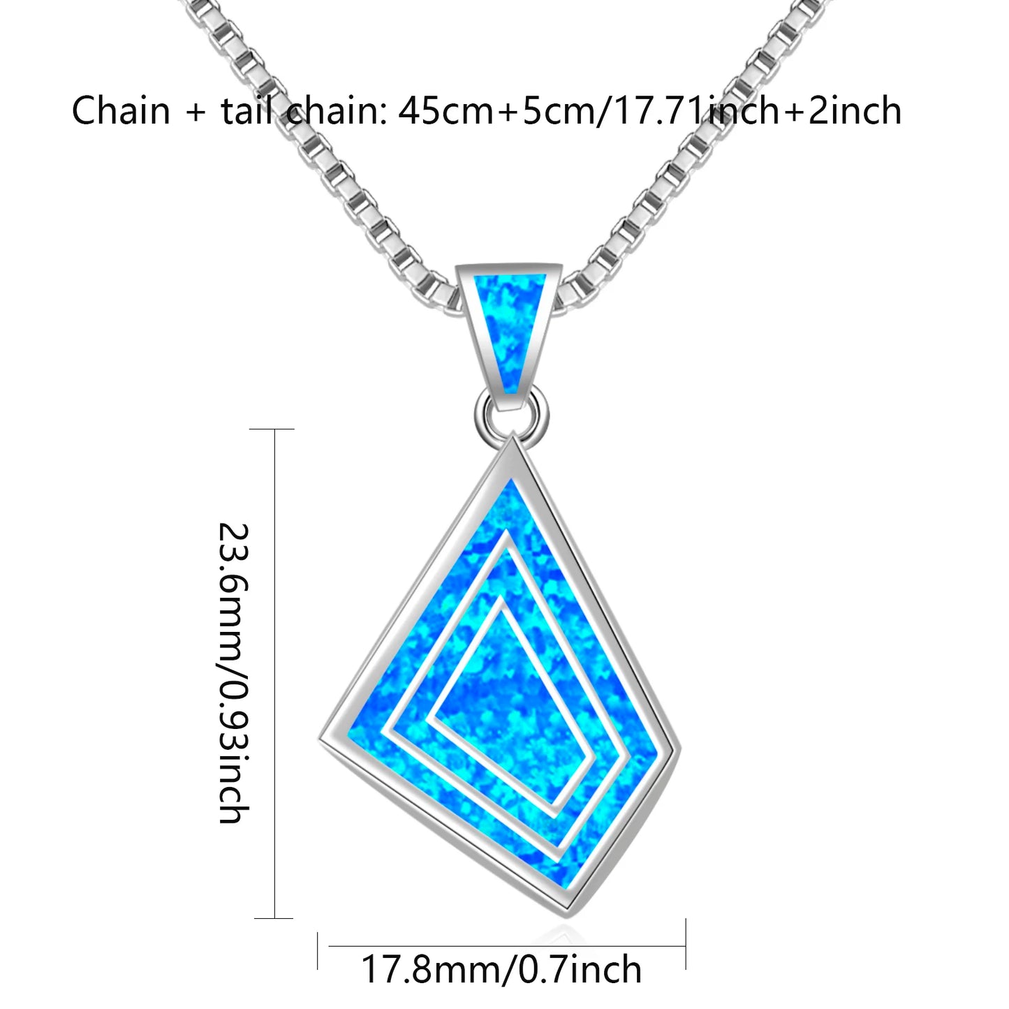 Nested Diamond Pendant Necklace Aobao Opal Inlaid Geometric Fashion Jewelry