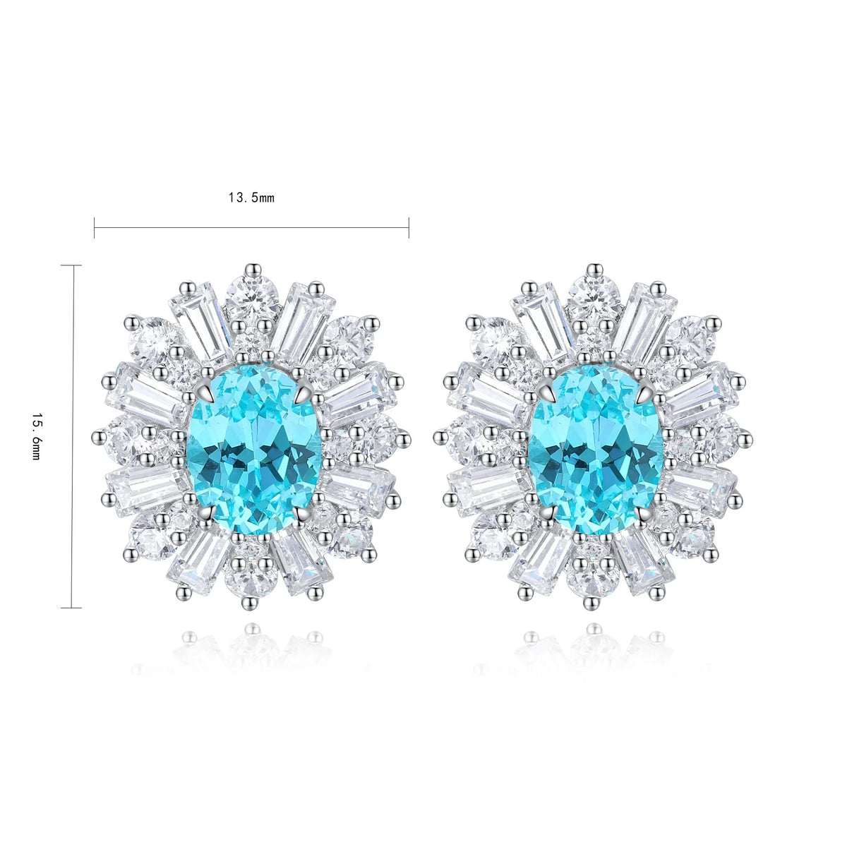Gemfiori Anster High Quality S925 Lab Grown Paraiba Earring Stud Dainty Gemstone Stud Earrings for Women Daily Wear Gift