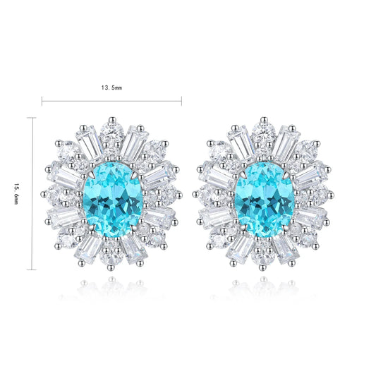 Gemfiori Anster High Quality S925 Lab Grown Paraiba Earring Stud Dainty Gemstone Stud Earrings for Women Daily Wear Gift
