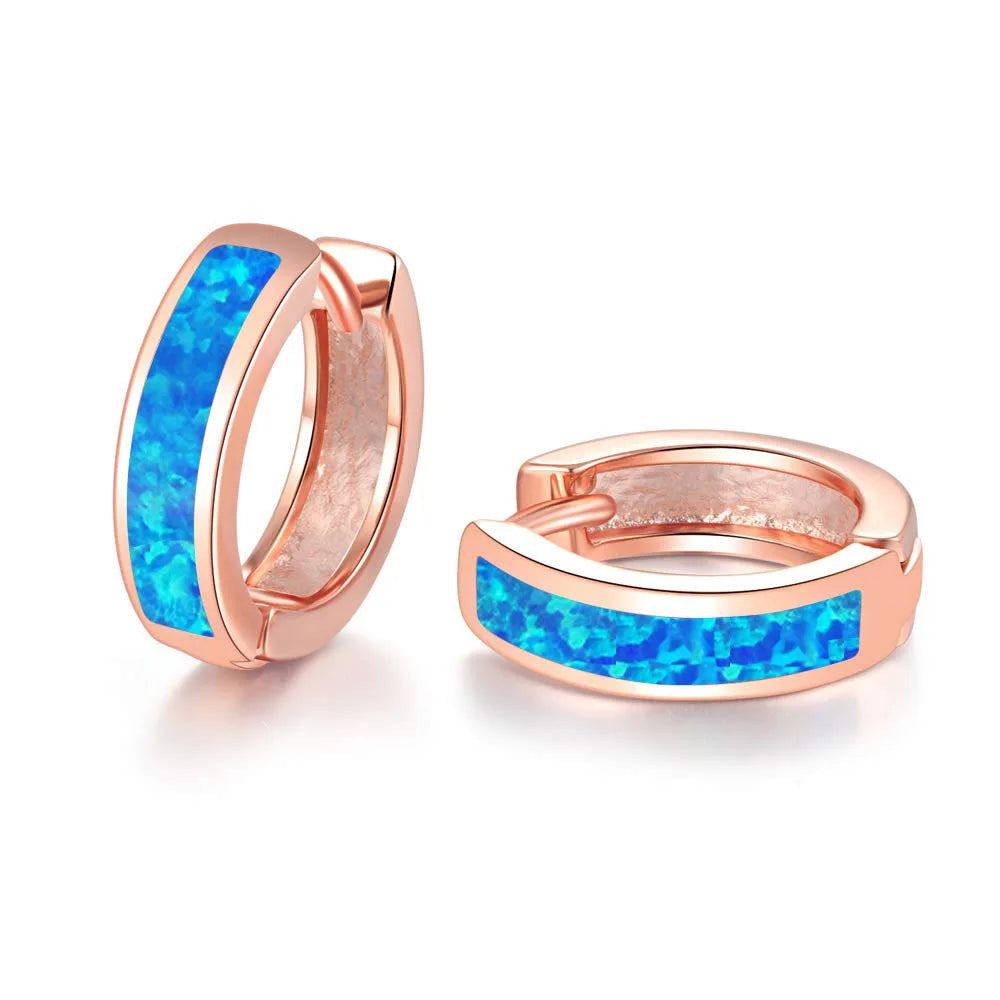 Australian Style Luxury Small Opal Stud Earrings in Silver Plated Brass for Girls with Small Ears Gift