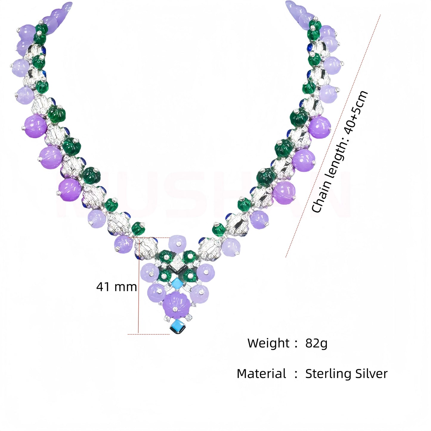 MUSHAN Luxury Brand Designer Necklace 925 Sterling Silver with High Carbon Diamond Charm Tutti Frutti Style for Weddings Gifts