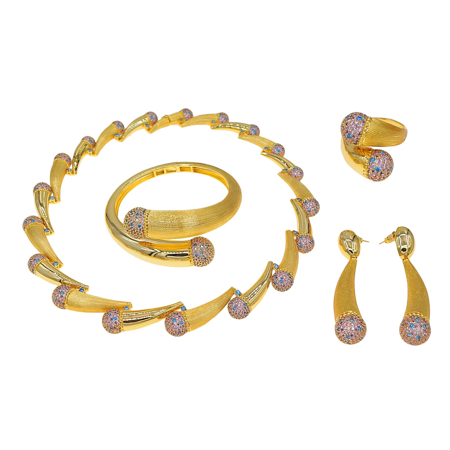Zhuerrui New Design Sense Jewelry Set American High-end Diamond Series Ladies Classic Inheritance Wedding Four SetsHZ25014251