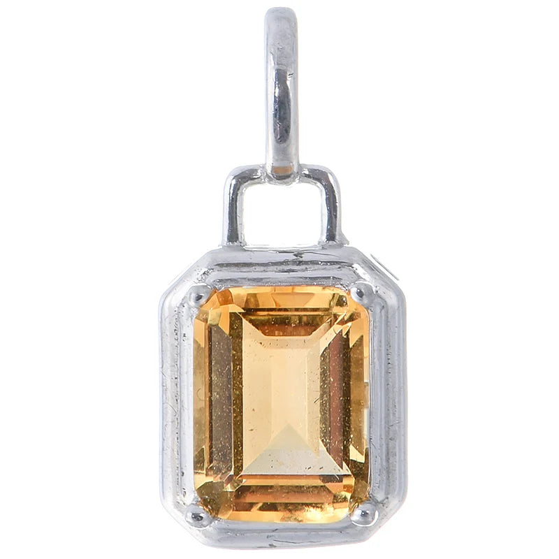 Gioiellieri Handmade 925 Sterling Silver Natural Citrine Pendant Purple Crystal Healing Stone Luxury Rhodium Plated Women's Necklace Trendy