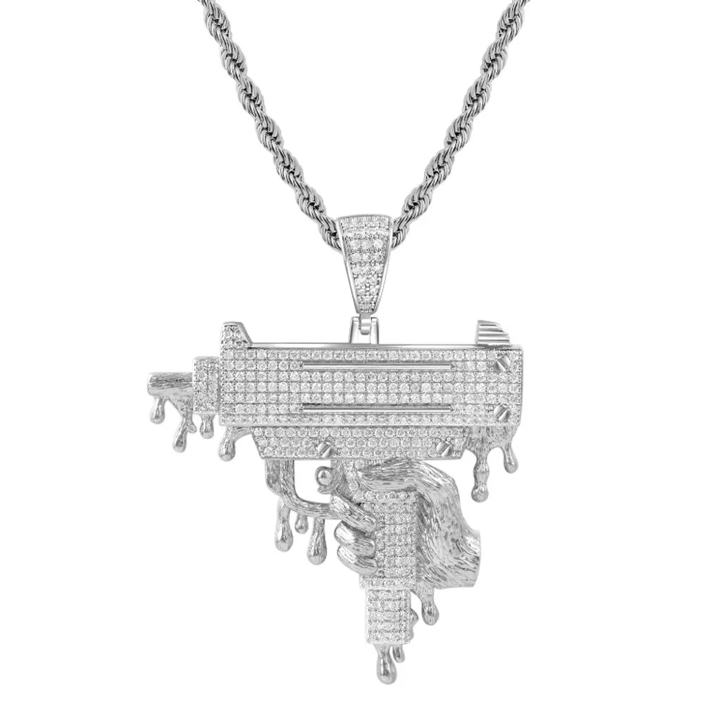 BiG-BOSS Factory Direct Sale Party Gift Hip Hop Style Uzi Gun Charm Pendant Men's Chilled Pistol Gun Pendant for Men