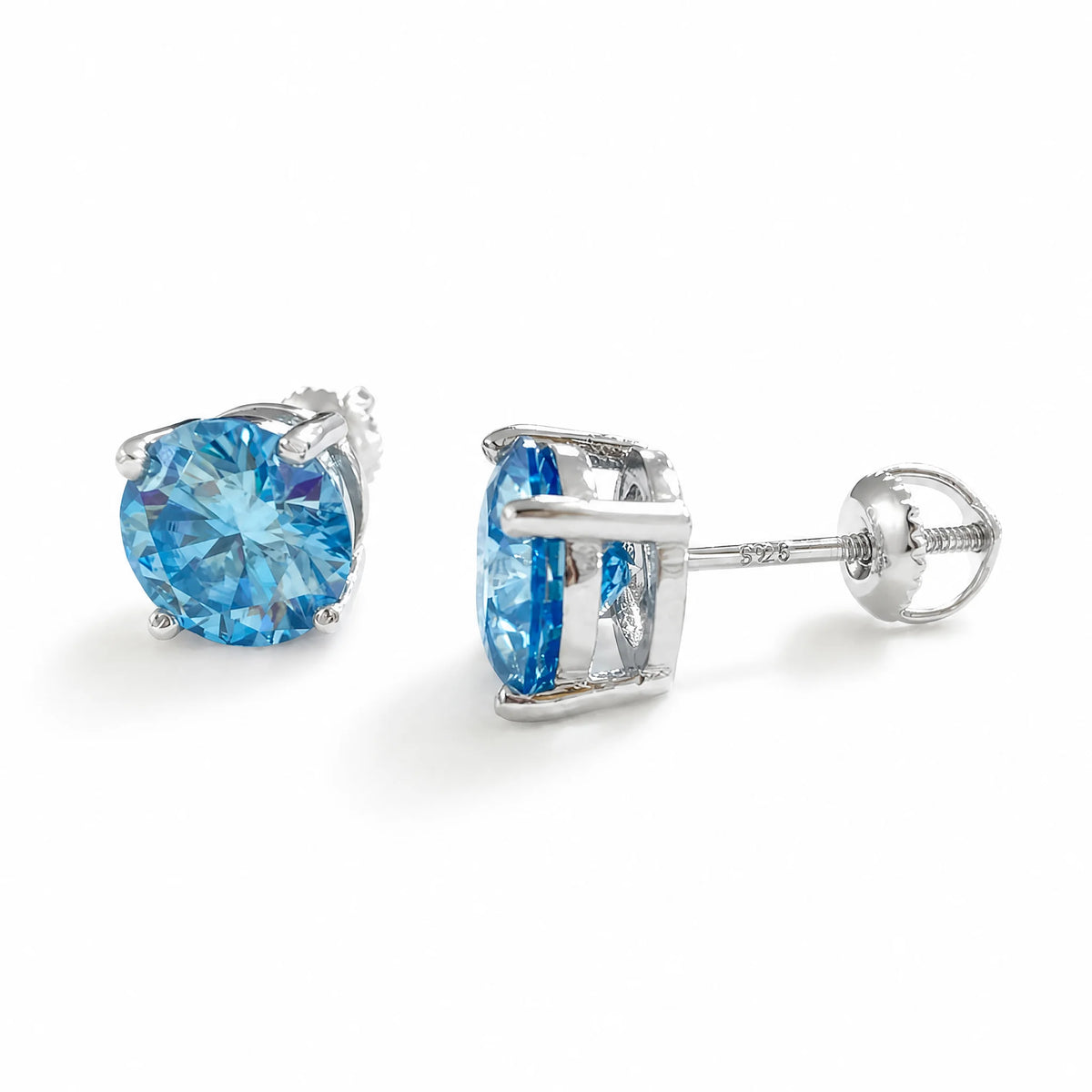 ArtistA Factory Multi-Carat Round Brilliant Moissanite Martini-Set S925 Silver Sleek Sophistication Gender-Fluid Solitaire Stud Earrings