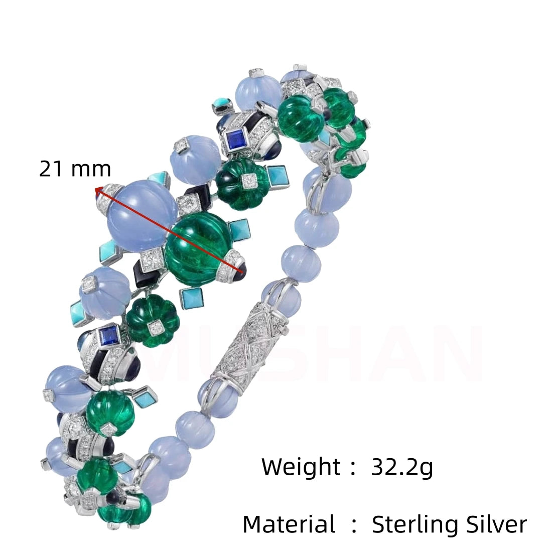MUSHAN Jewelry Factory 925 Sterling Silver Bracelet Luxury Brand Designer High Carbon Diamond Tutti Frutti Bracelets Jewelry