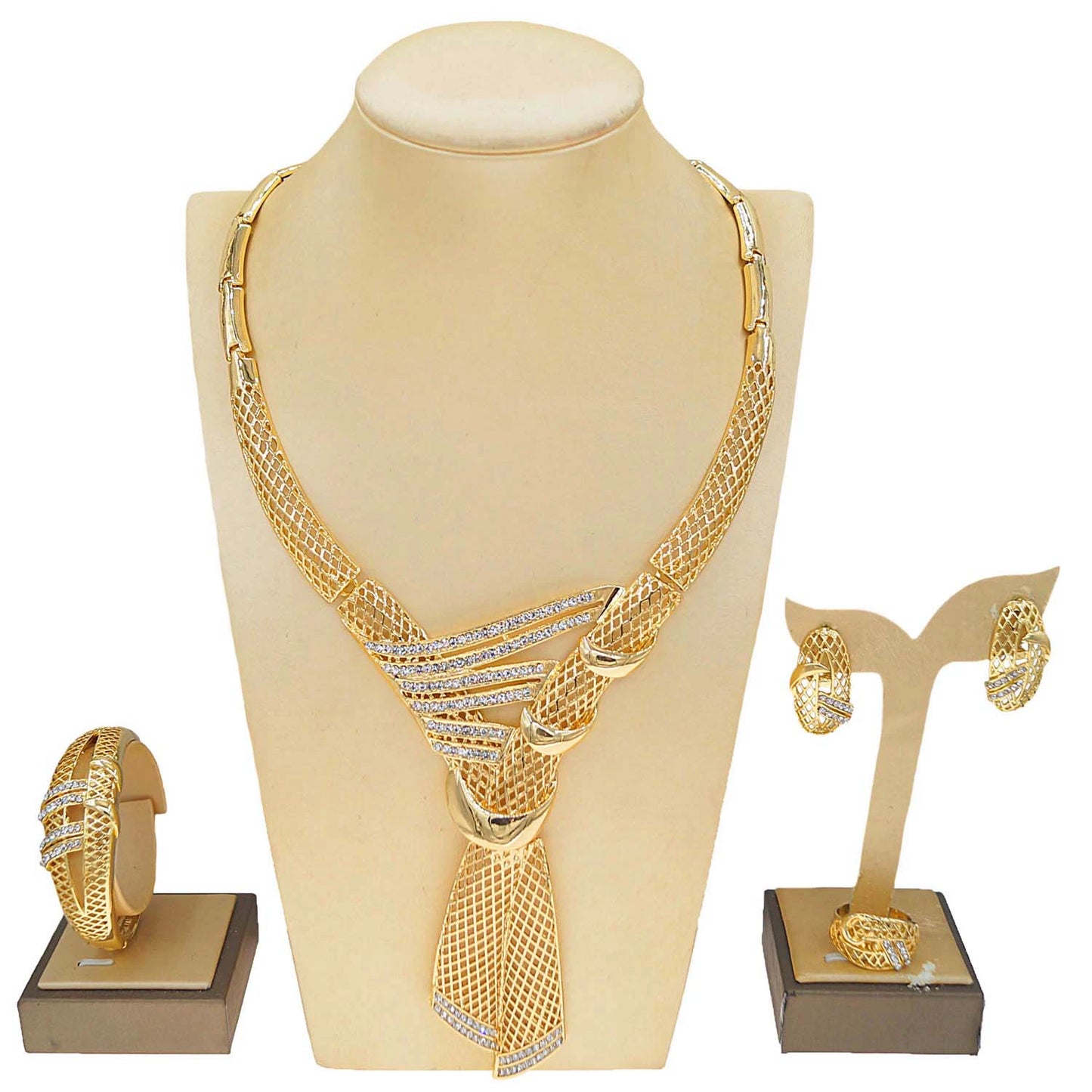 Zhuerrui Personality Unique Jewelry Four Sets of 24K Gold Plated Diamond Gorgeous Fashion Elegant Factory Direct SalesHY14041511