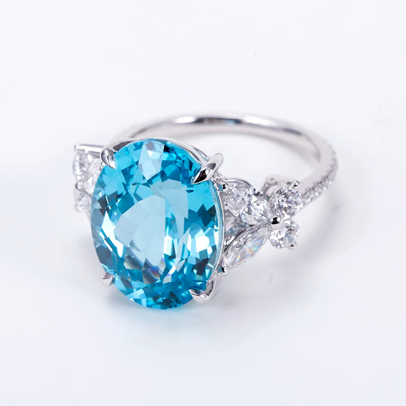 Gemfiori Messi Jewelry MSR-1532 Luxury PT 950 Stackable Ring Lab Gem Stone
