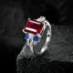 MuShan Jewelry Factory S925 Silver 4 Carat Artificial Gemstone Rectangular 8*10 Ring High Carbon Diamond Light Luxury Ring